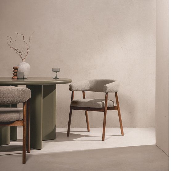 Chaise rembourrée Giovani, brun clair/bois de chêne, arrondie