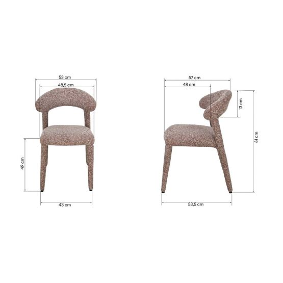 Chaise rembourrée Hiroki, beige-bordeaux chiné
