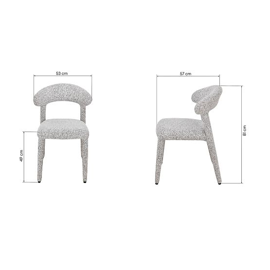 Chaise rembourrée Hiroki, mélange beige-gris