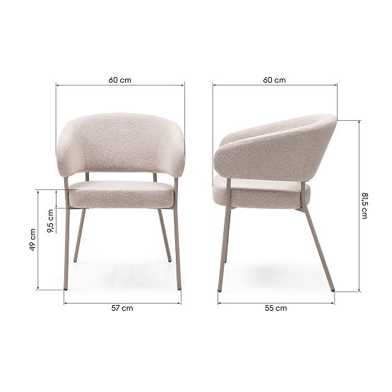 Chaise rembourrée Lamu beige, bouclé