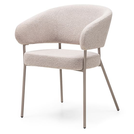 Chaise rembourrée Lamu beige, bouclé