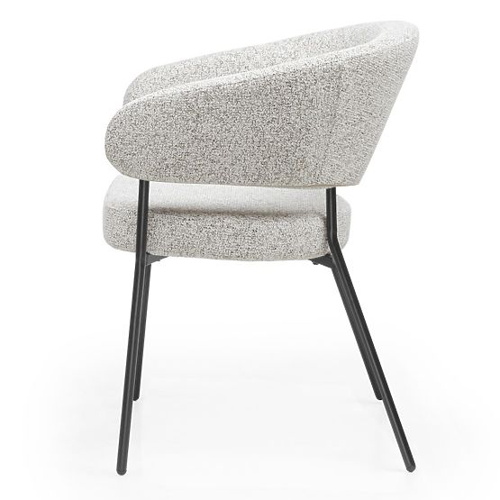 Chaise rembourrée Lamu, mélange beige/pieds noirs