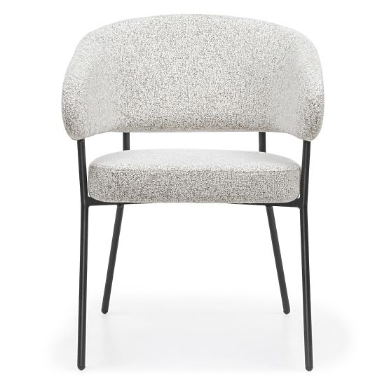 Chaise rembourrée Lamu, mélange beige/pieds noirs