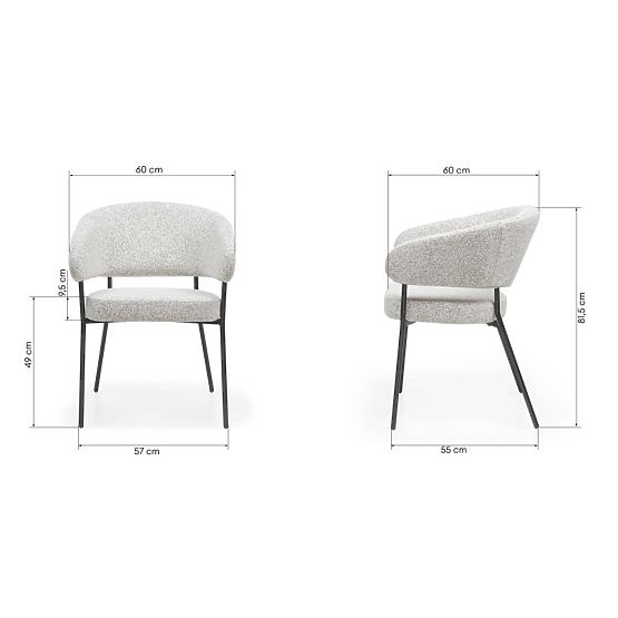 Chaise rembourrée Lamu, mélange beige/pieds noirs