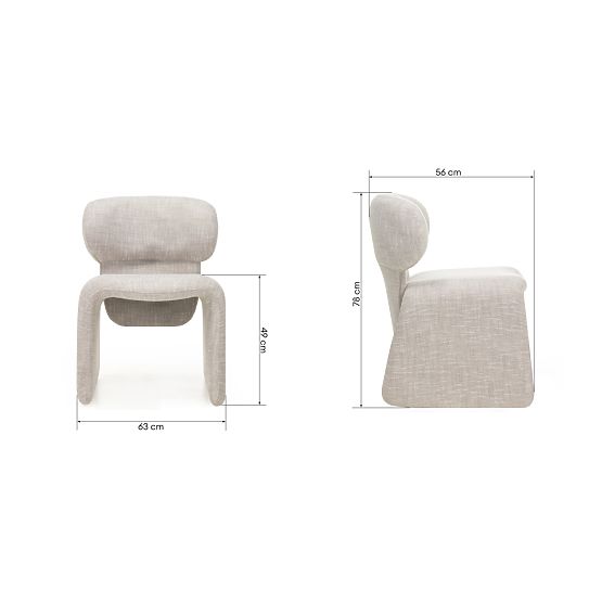 Chaise rembourrée Nabila, beige-gris