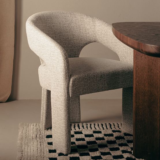 Chaise rembourrée Nuria beige-crème