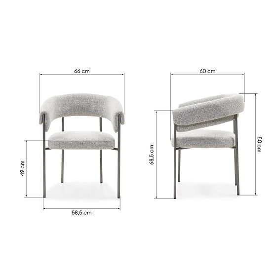 Chaise rembourrée Portia grise