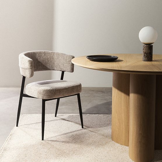 Chaise rembourrée Rosario beige/pieds noirs