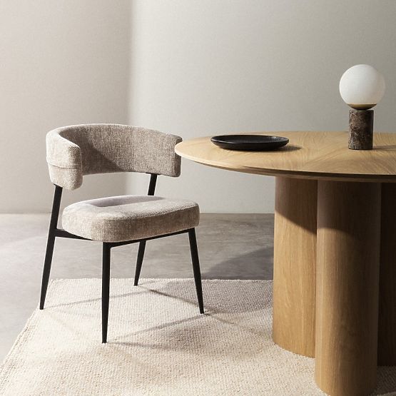 Chaise rembourrée Rosario beige/pieds noirs