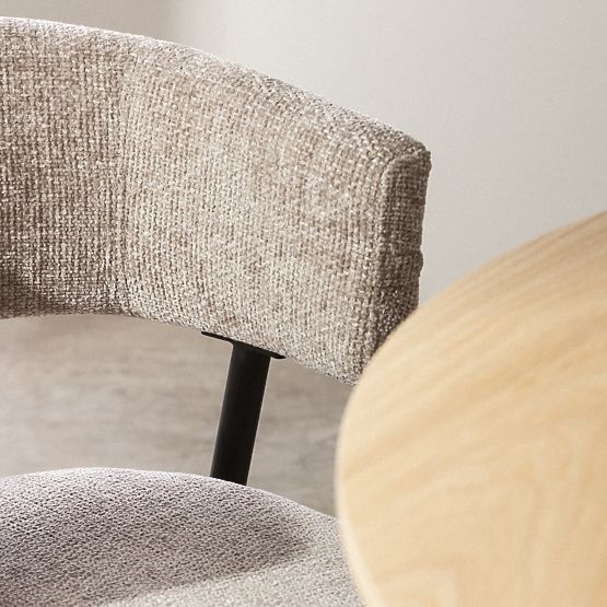 Chaise rembourrée Rosario beige/pieds noirs