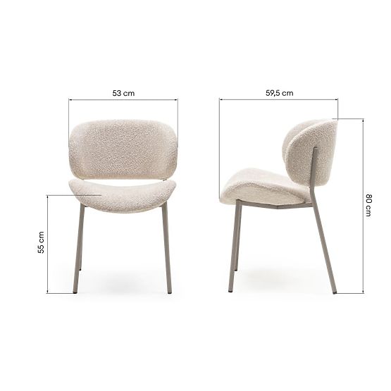 Chaise rembourrée Safira beige, boucle