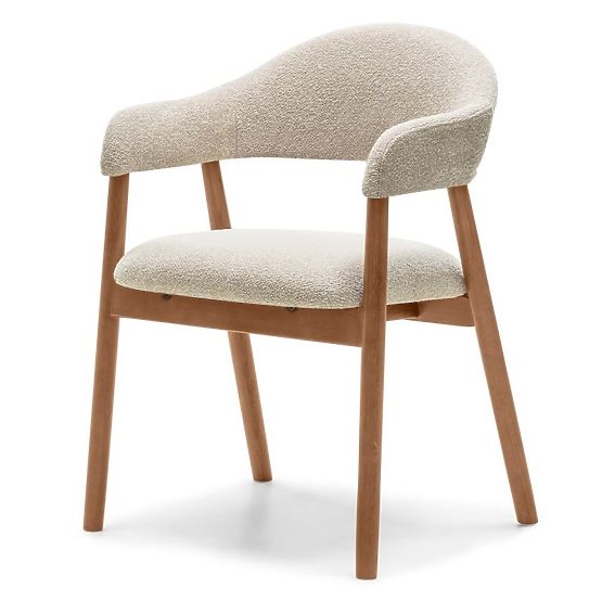 Chaise rembourrée Sorrento, beige, boucle/noyer clair