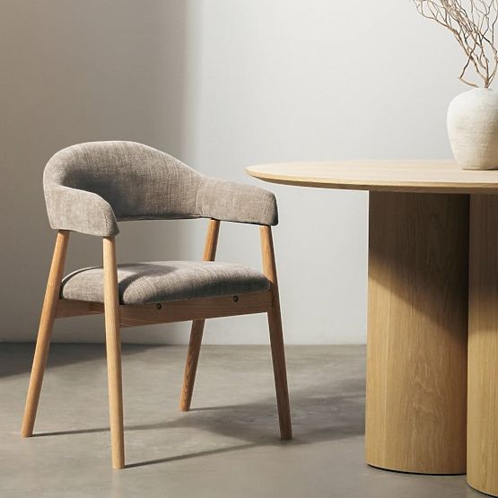 Chaise rembourrée Sorrento, beige foncé, chêne