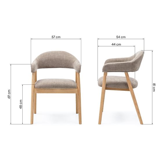 Chaise rembourrée Sorrento, beige foncé, chêne