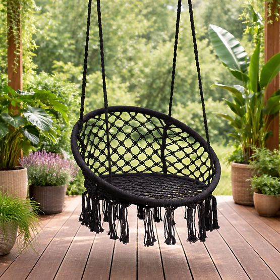 Chaise suspendue boho balançoire de jardin noire MultiGarden