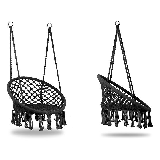 Chaise suspendue boho balançoire de jardin noire MultiGarden