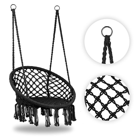 Chaise suspendue boho balançoire de jardin noire MultiGarden