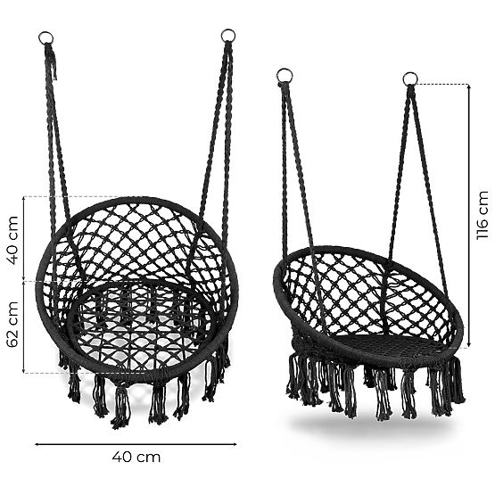 Chaise suspendue boho balançoire de jardin noire MultiGarden