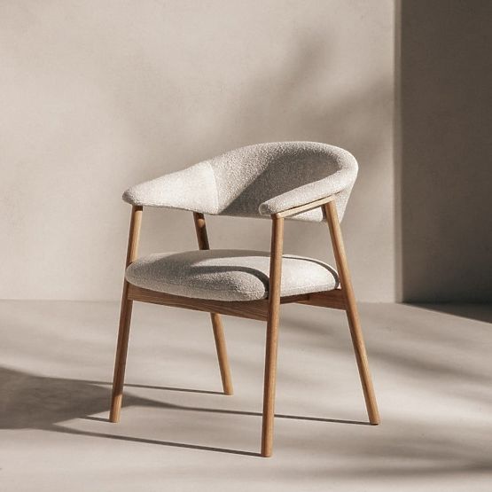 Chaise tapissée Capri, beige clair/bois de chêne