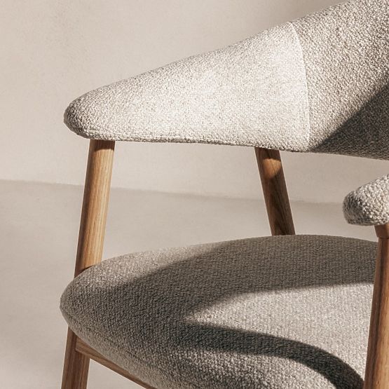Chaise tapissée Capri, beige clair/bois de chêne