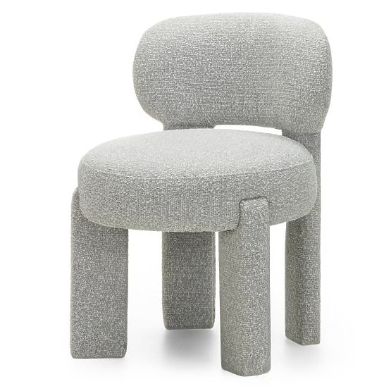 Chaise tapissée Falone grise, boucle, formes arrondies