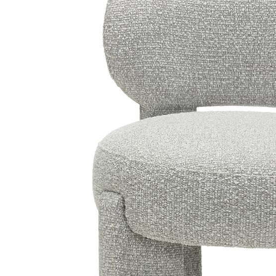 Chaise tapissée Falone grise, boucle, formes arrondies
