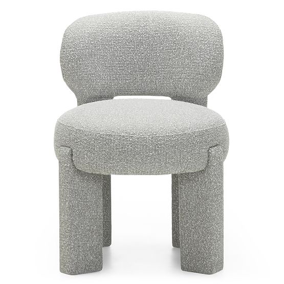 Chaise tapissée Falone grise, boucle, formes arrondies