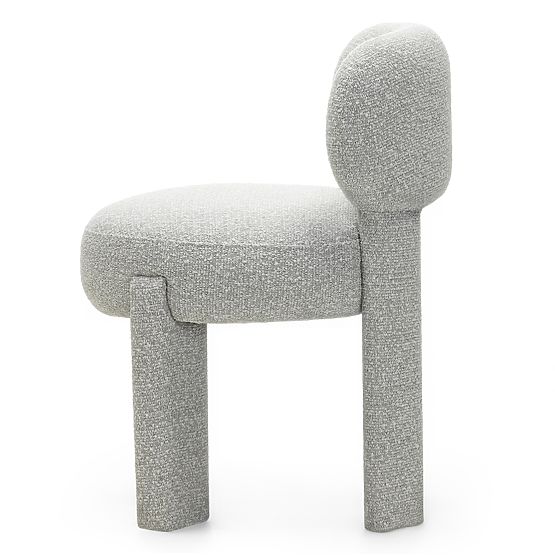 Chaise tapissée Falone grise, boucle, formes arrondies