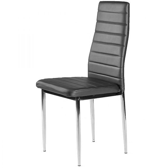 Chaises en cuir écologique pour salon et salle à manger 4pcs pieds chromés gris