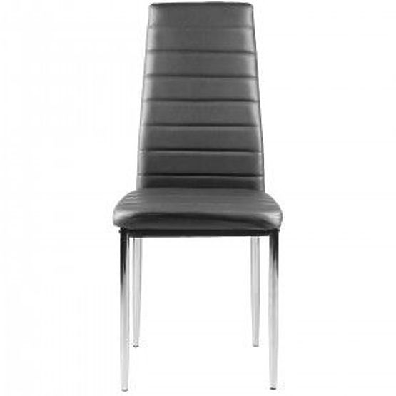 Chaises en cuir écologique pour salon et salle à manger 4pcs pieds chromés gris