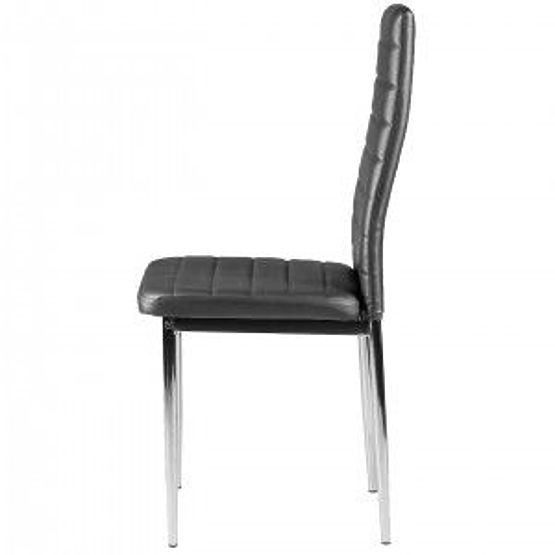 Chaises en cuir écologique pour salon et salle à manger 4pcs pieds chromés gris