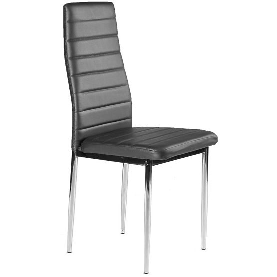 Chaises en cuir écologique pour salon et salle à manger 4pcs pieds chromés gris