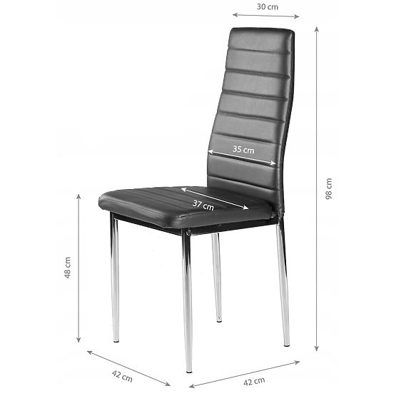 Chaises en cuir écologique pour salon et salle à manger 4pcs pieds chromés gris