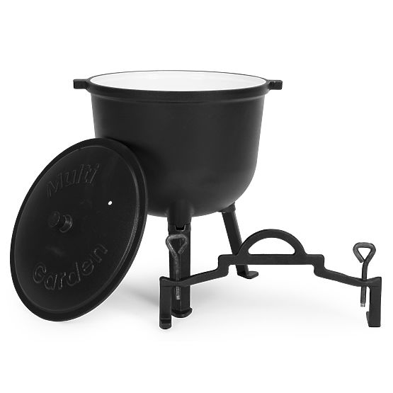 Chaudière en fonte émaillée 10L pot de chasse debout foyer barbecue MultiGarden