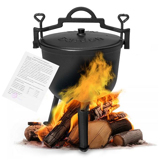 Chaudière en fonte émaillée 10L pot de chasse debout foyer barbecue MultiGarden