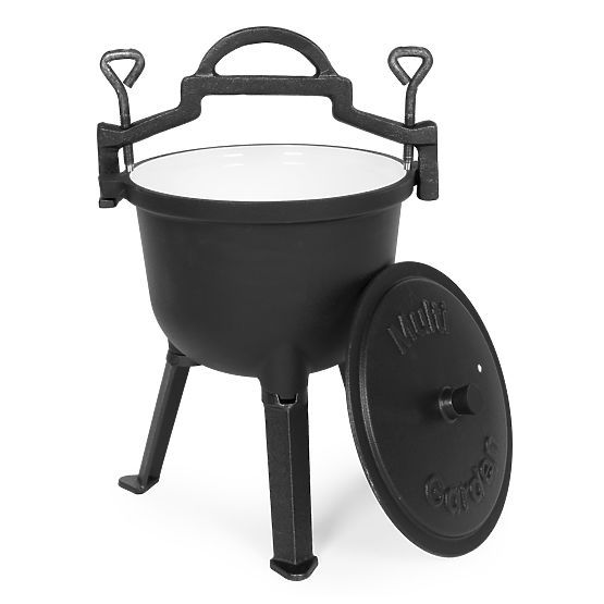 Chaudron en fonte émaillée 8L sur pied, marmite de chasse, foyer, barbecue MultiGarden