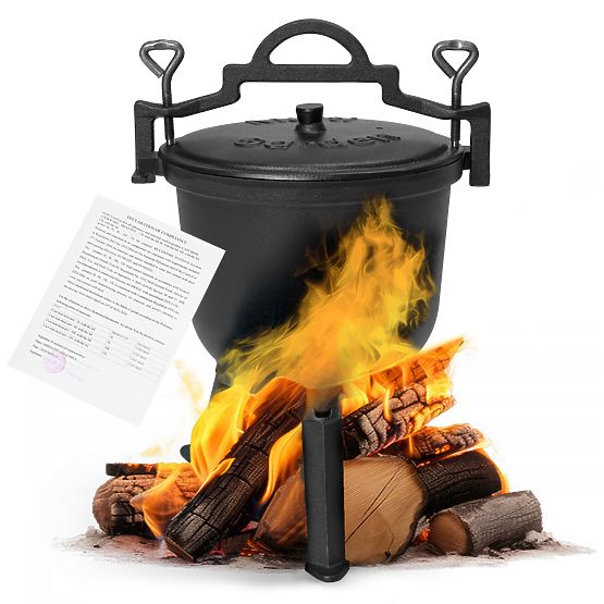 Chaudron en fonte émaillée 8L sur pied, marmite de chasse, foyer, barbecue MultiGarden