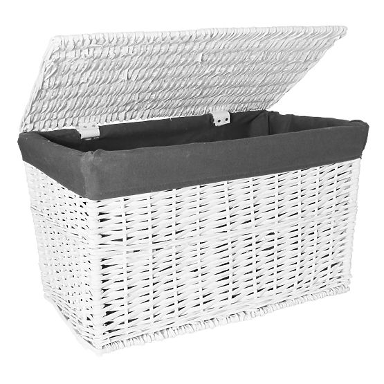 Coffre en osier 105L 66x40x40 cm blanc-gris