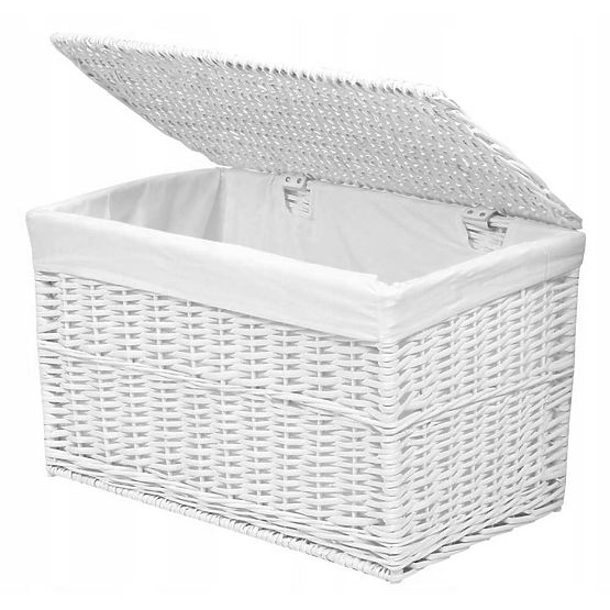 Coffre en osier 105L 66x40x40 cm blanc
