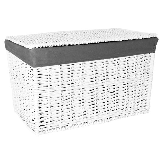 Coffre en osier 65L 56x34x34 cm blanc-gris