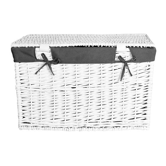 Coffre en osier 65L 56x34x34 cm blanc-gris
