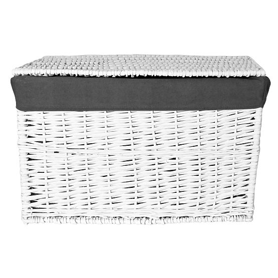 Coffre en osier 65L 56x34x34 cm blanc-gris