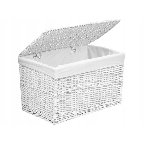 Coffre en osier 65L 56x34x34 cm blanc