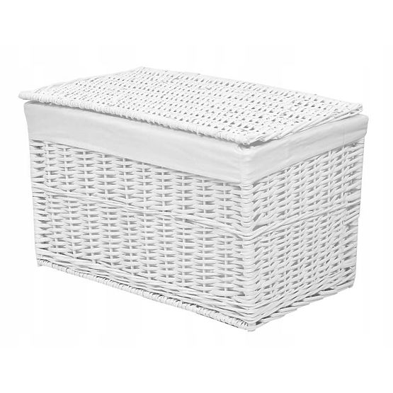 Coffre en osier 65L 56x34x34 cm blanc