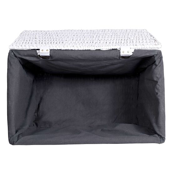 Coffre en osier 76x46x46 cm - 160L - blanc-gris