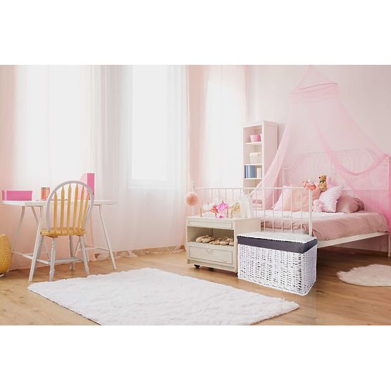 Coffre en osier 76x46x46 cm - 160L - blanc-gris