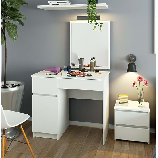 Coiffeuse avec miroir CLP P-2/SL GAUCHE PK BLANC