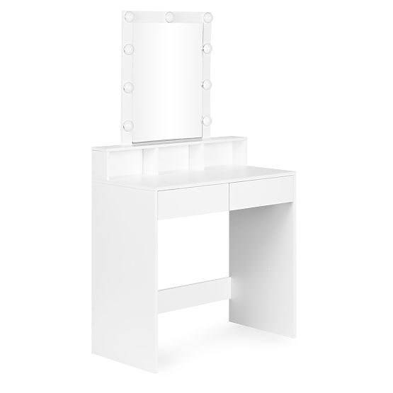 Coiffeuse avec miroir et éclairage LED 3 couleurs réglage de la luminosité ModernHome