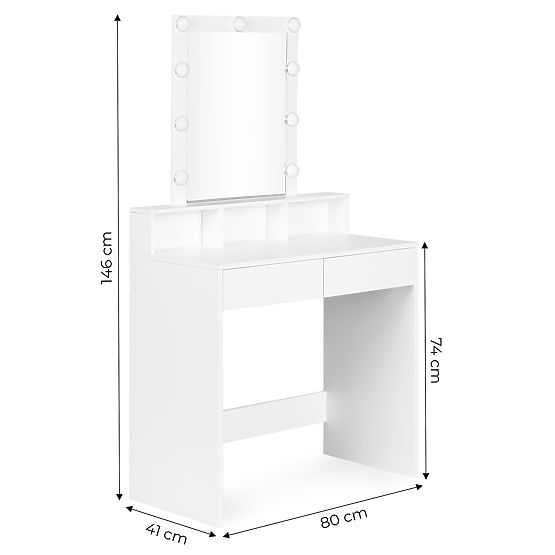 Coiffeuse avec miroir et éclairage LED 3 couleurs réglage de la luminosité ModernHome