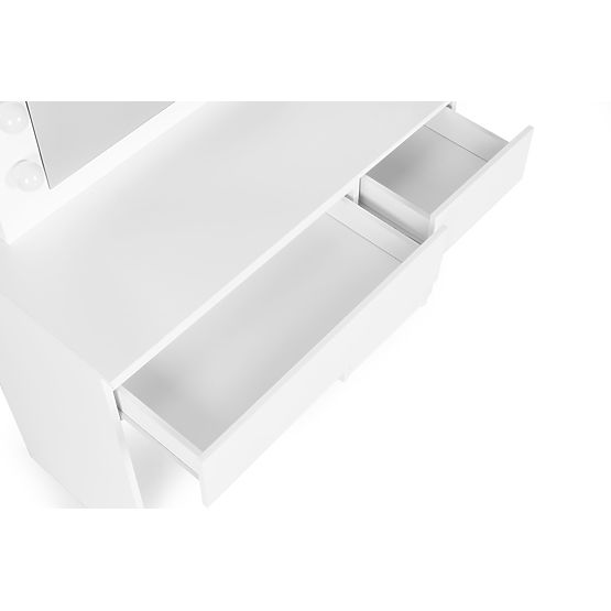 Coiffeuse cosmétique avec miroir et éclairage 5 tiroirs tabouret ModernHome